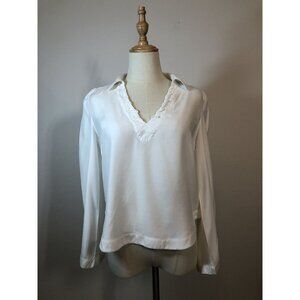 Frame Peasant White Blouse Women’s XS Puff Long Sleeve Collared
